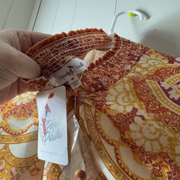 Perfect Pricilla Women's M Long Sleeve Sheer Geometric Blouse Multicolor - Picture 6 of 7